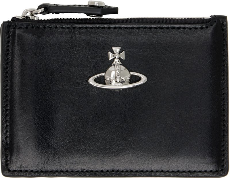 Black Slim Long Card Holder 261314M163107