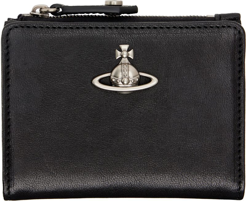 Black Slim Flap Card Holder 261314M163101