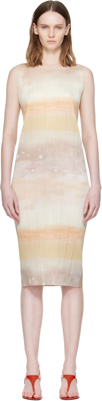 PLEATS PLEASE [이세이 미야케] Beige Sea Bubble Midi Dress 262941F054010