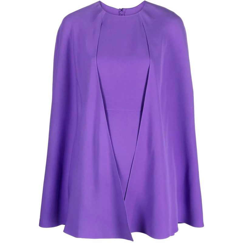 Garavani Garavani Cape-Style Silk Dress_Purple