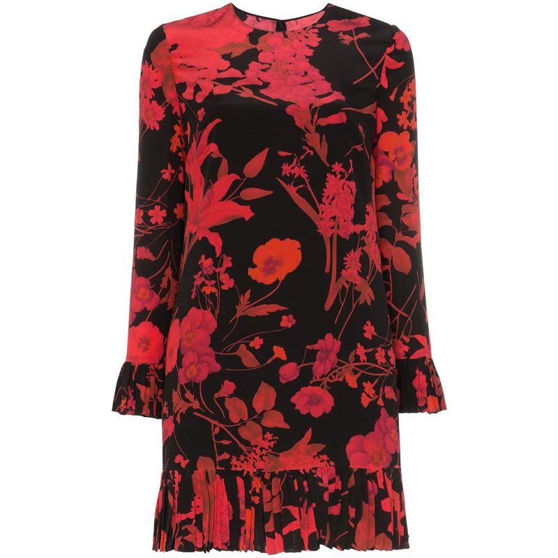 Garavani Garavani Floral Print Long-Sleeve Minidress_Black
