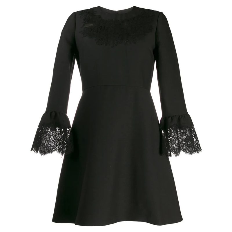 Garavani Lace Insert Mini Dress_Black