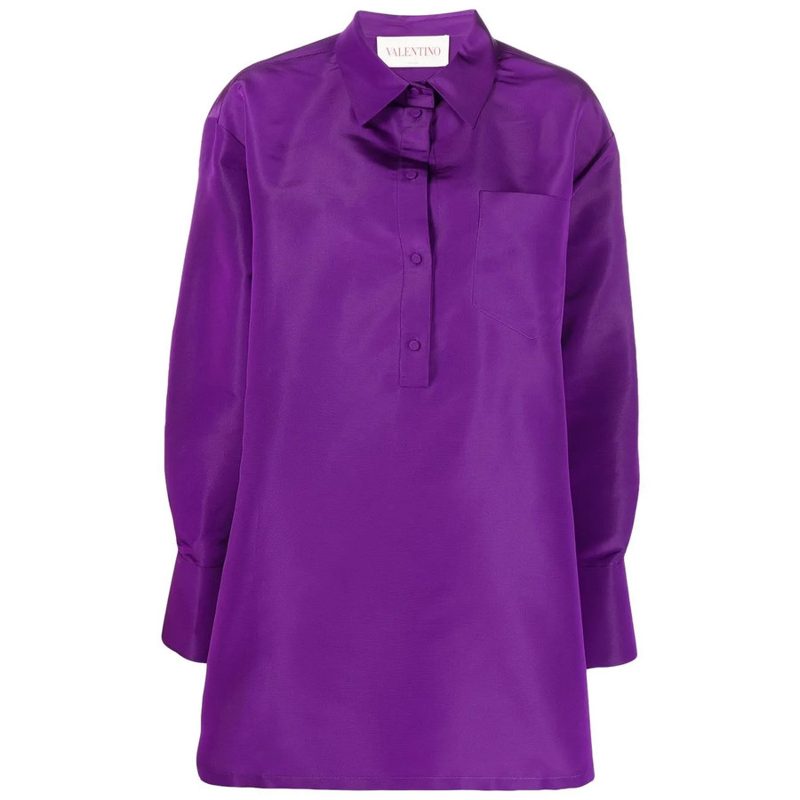 Garavani Garavani Long-Sleeve Button-Up Shirt_Purple