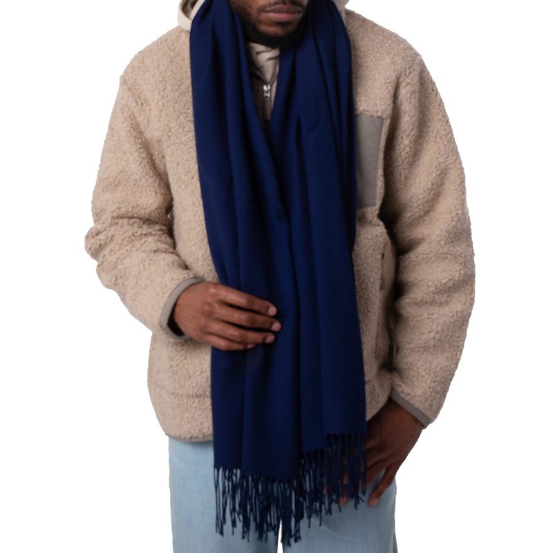 Emporio Armani Eagle Print Fringed Scarf_Blu Navy