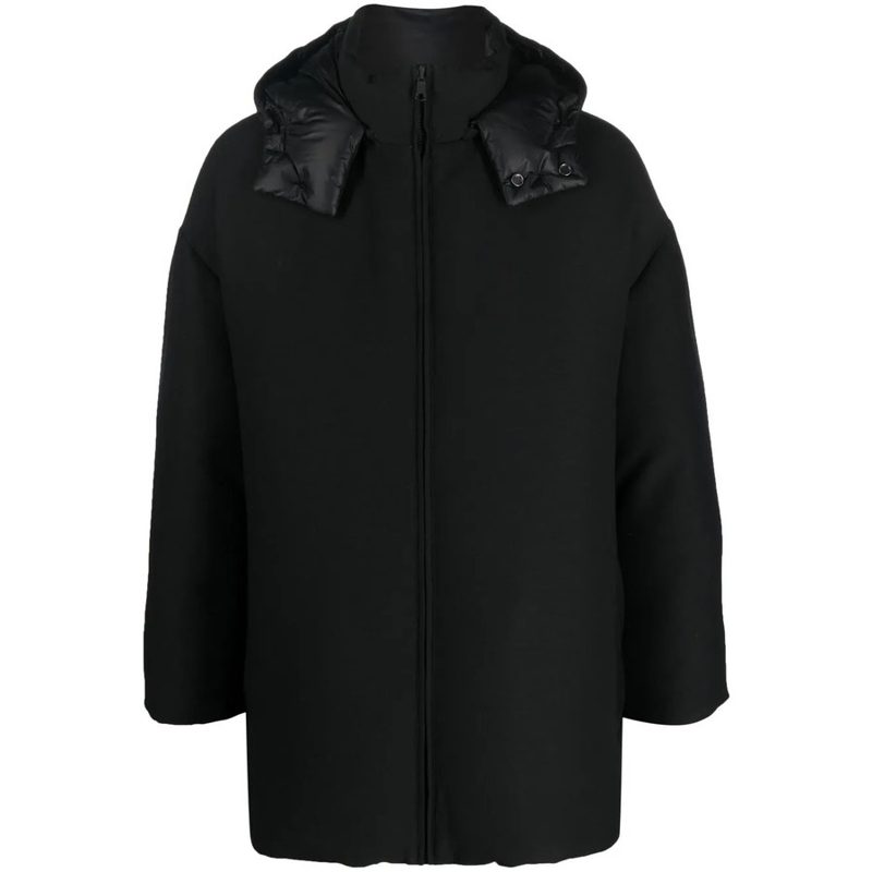 Garavani Zip-Up Hooded Coat_Black