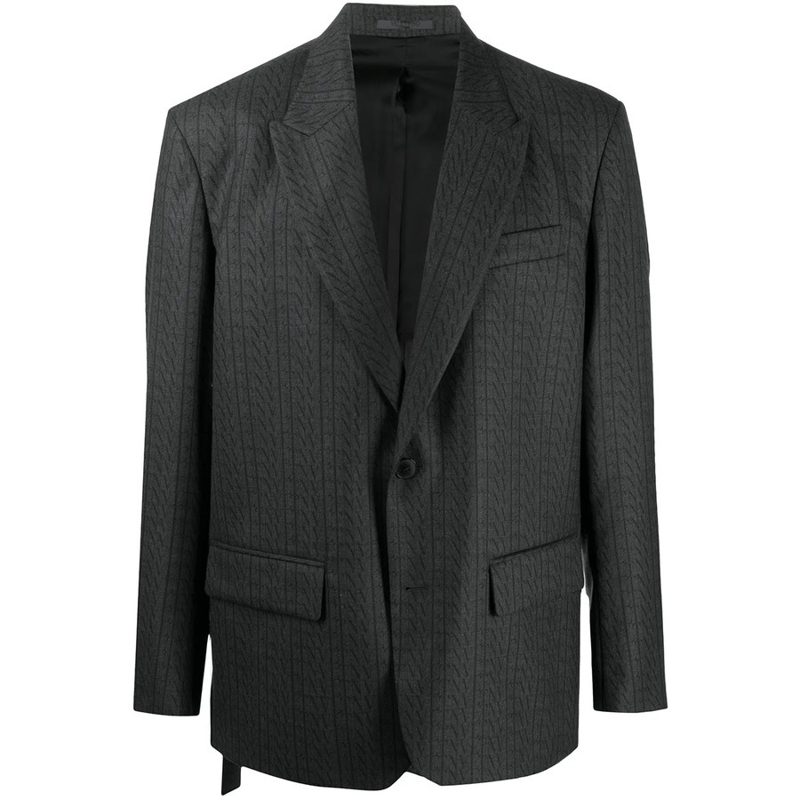 Garavani Garavani Vltn Print Single-Breasted Blazer_Grey