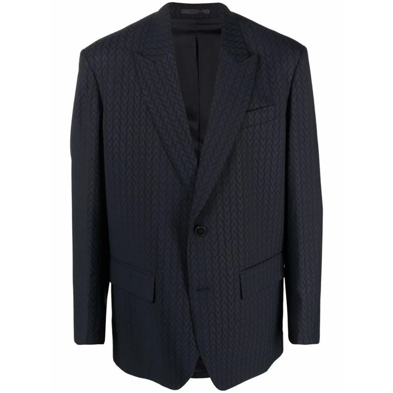 Garavani Monogram-Jacquard Wool Jacket_Blue