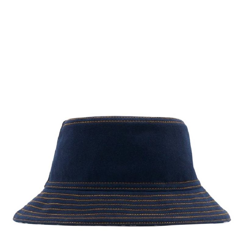 Reversible Denim Cotton Bucket Hat_Indigo / White