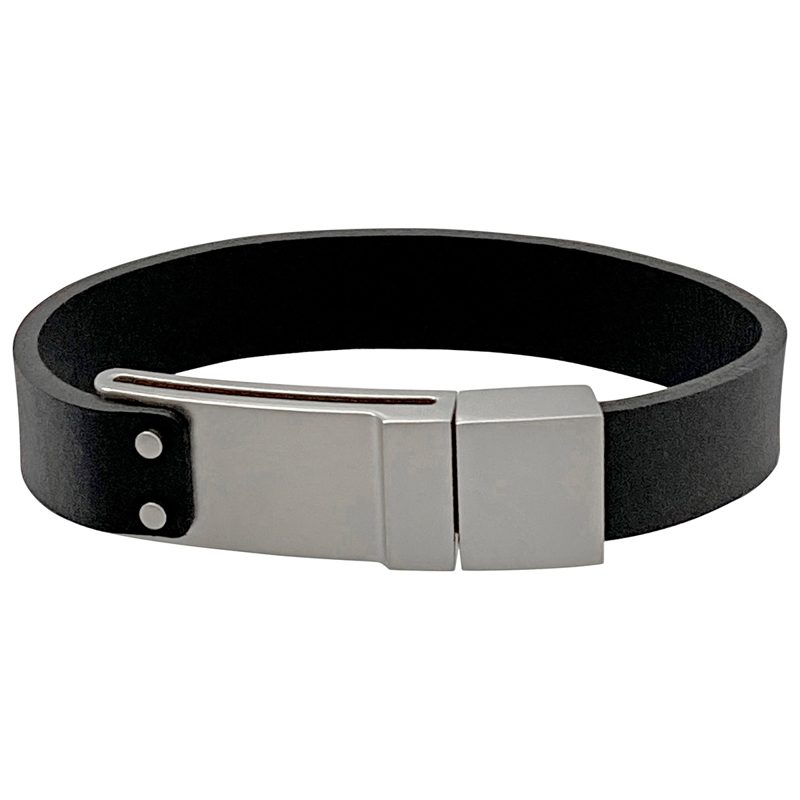 Montblanc Stainless Steel Leather Bracelets_Black
