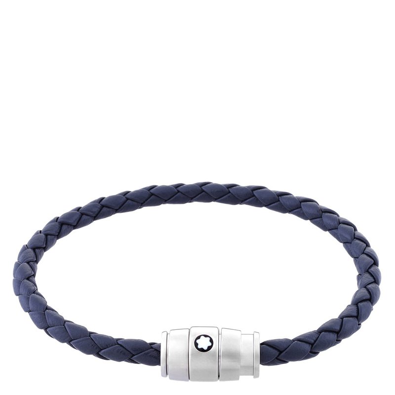Montblanc Blue Woven Leather Bracelet_Blue
