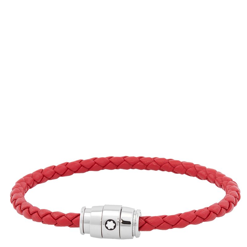 Montblanc Steel & Red Leather Bracelet_Red