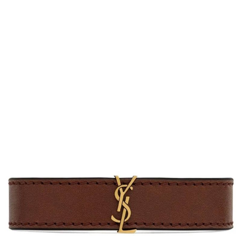 Cassandre Logo Leather Bracelet_Dk Br Choco / Br Choco