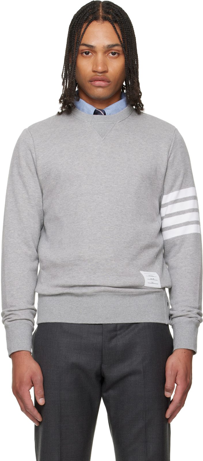 Gray Classic Loopback 4-Bar Sweatshirt 262381M204001