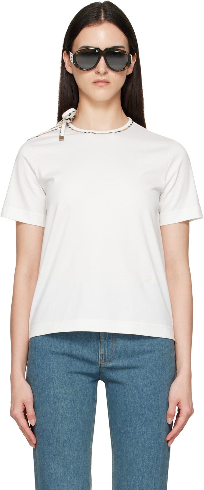 오프화이트 Tie-Sleeve Cotton T-shirt 262376F110005