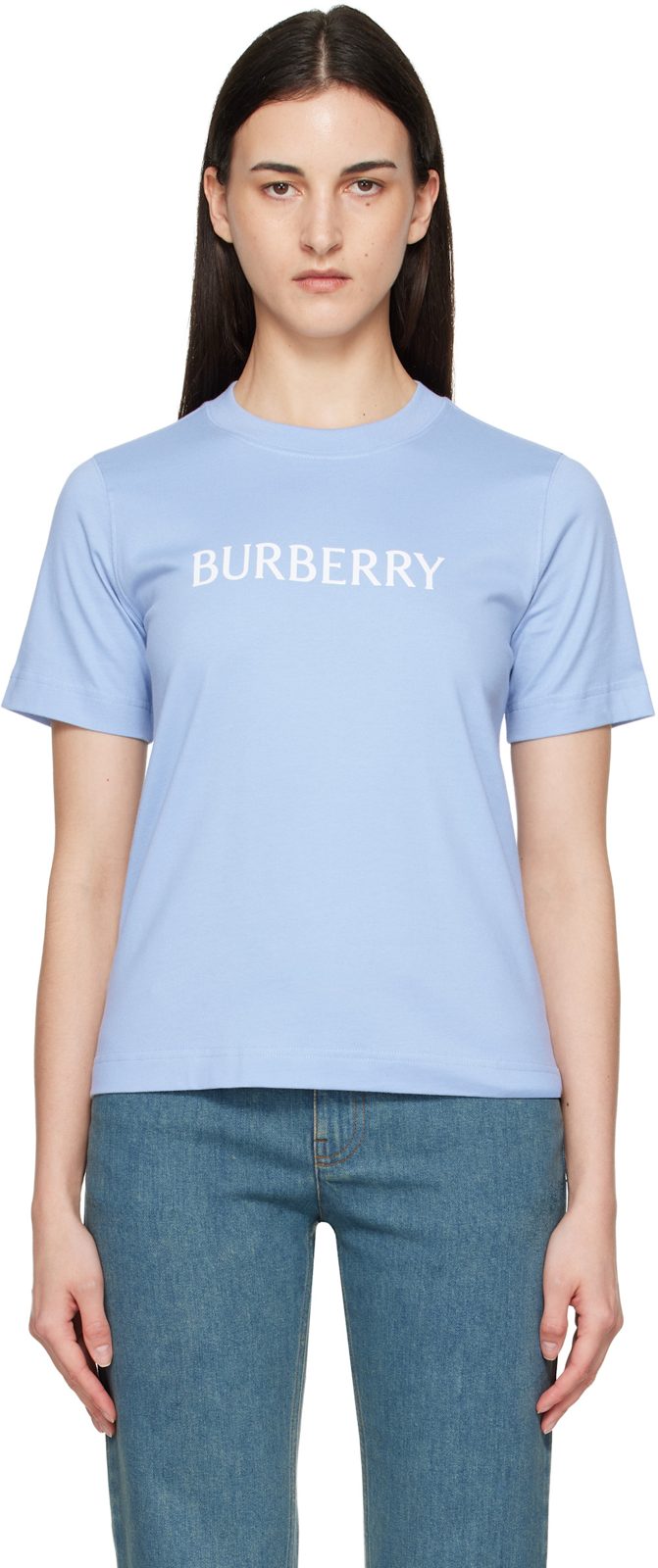 Blue Logo Cotton T-shirt 262376F110001