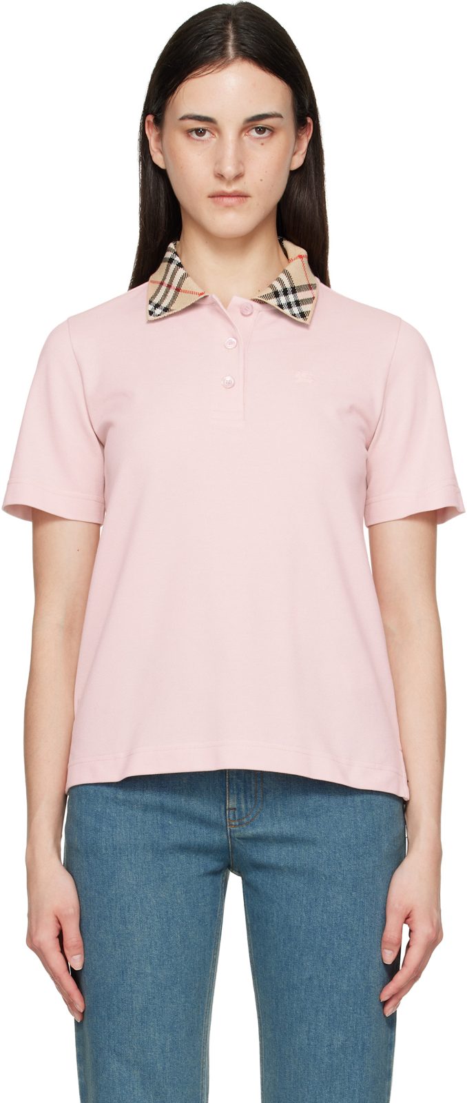 Pink Check Collar Polo 262376F108002