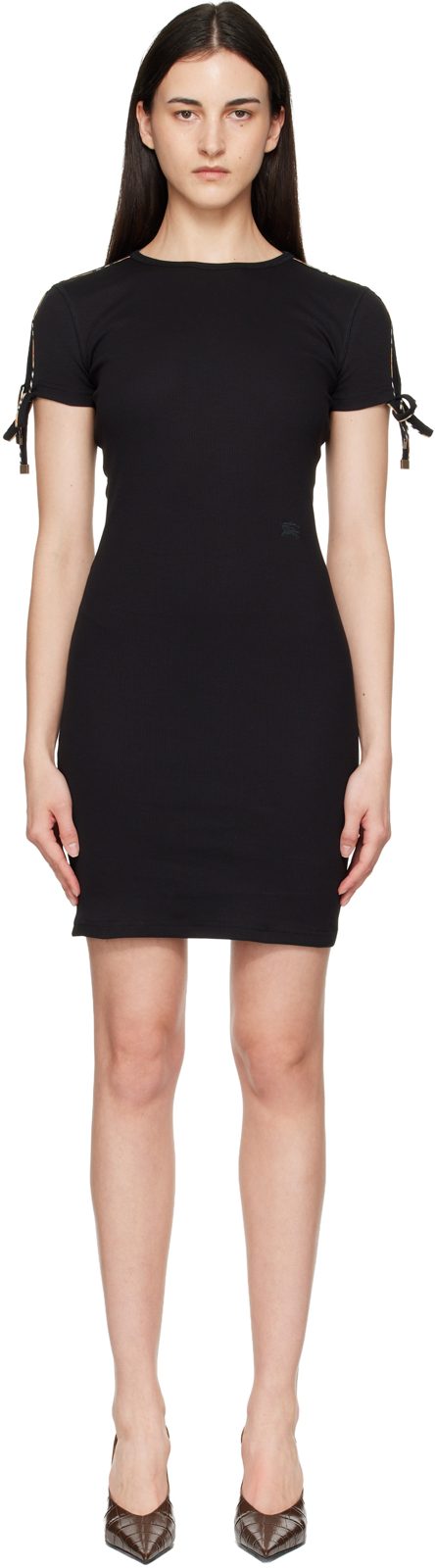 Black Ribbed Minidress 262376F052000