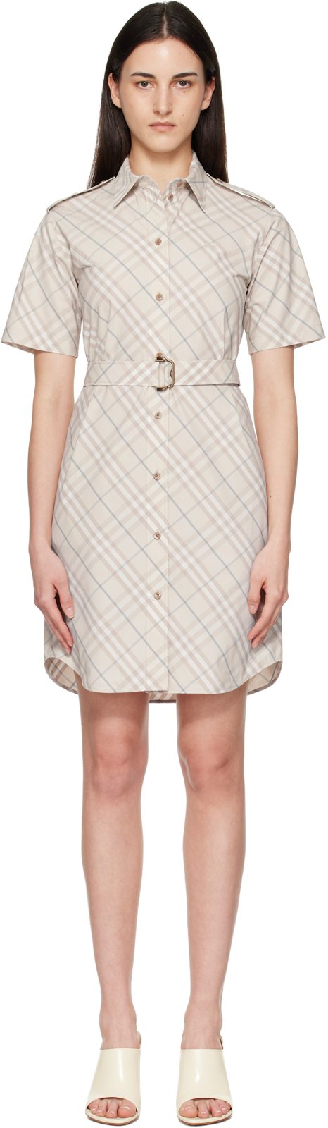 Beige Check Minidress 262376F052002
