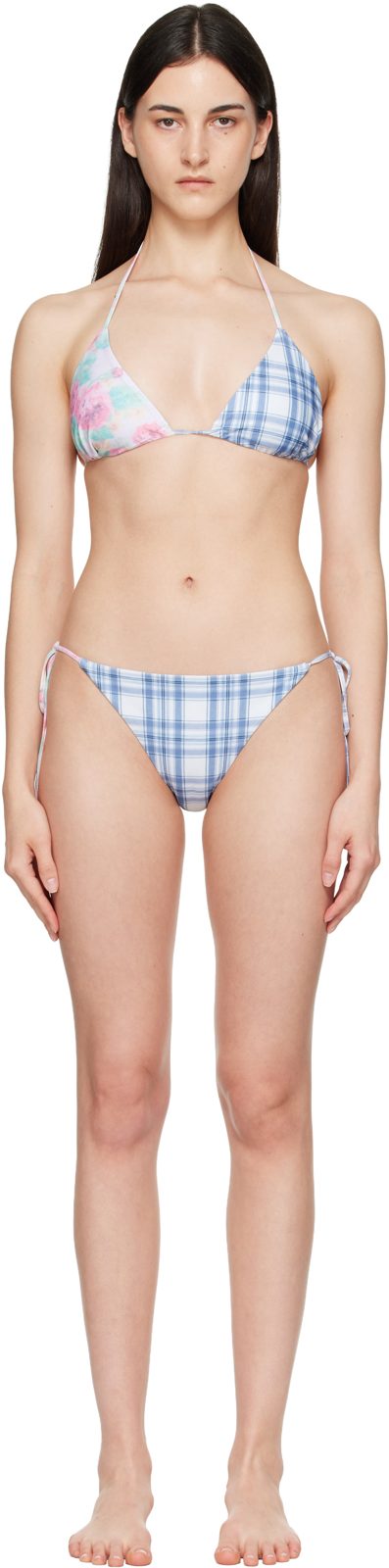 Multicolor Flower Check Bikini 262129F105000