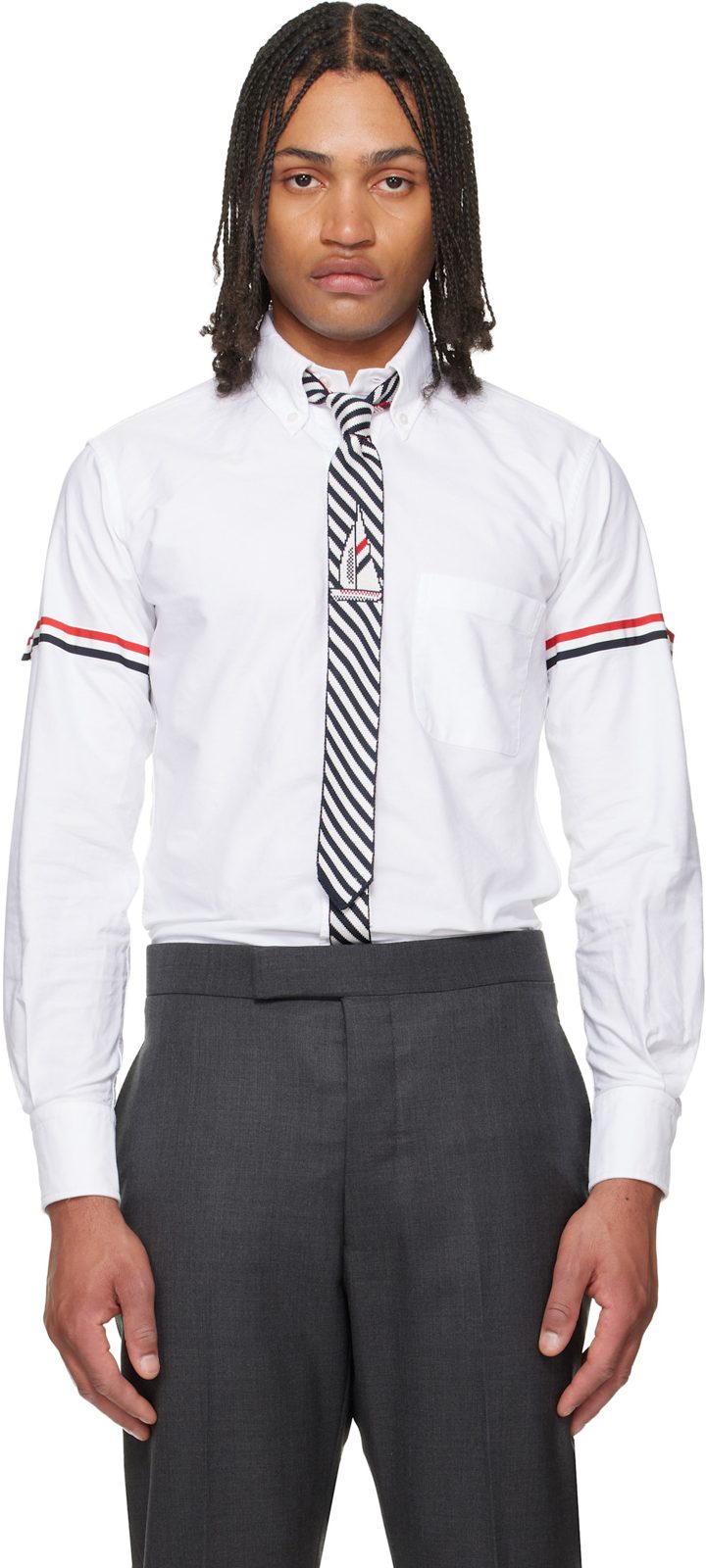 White Oxford RWB Armband Shirt 262381M192006