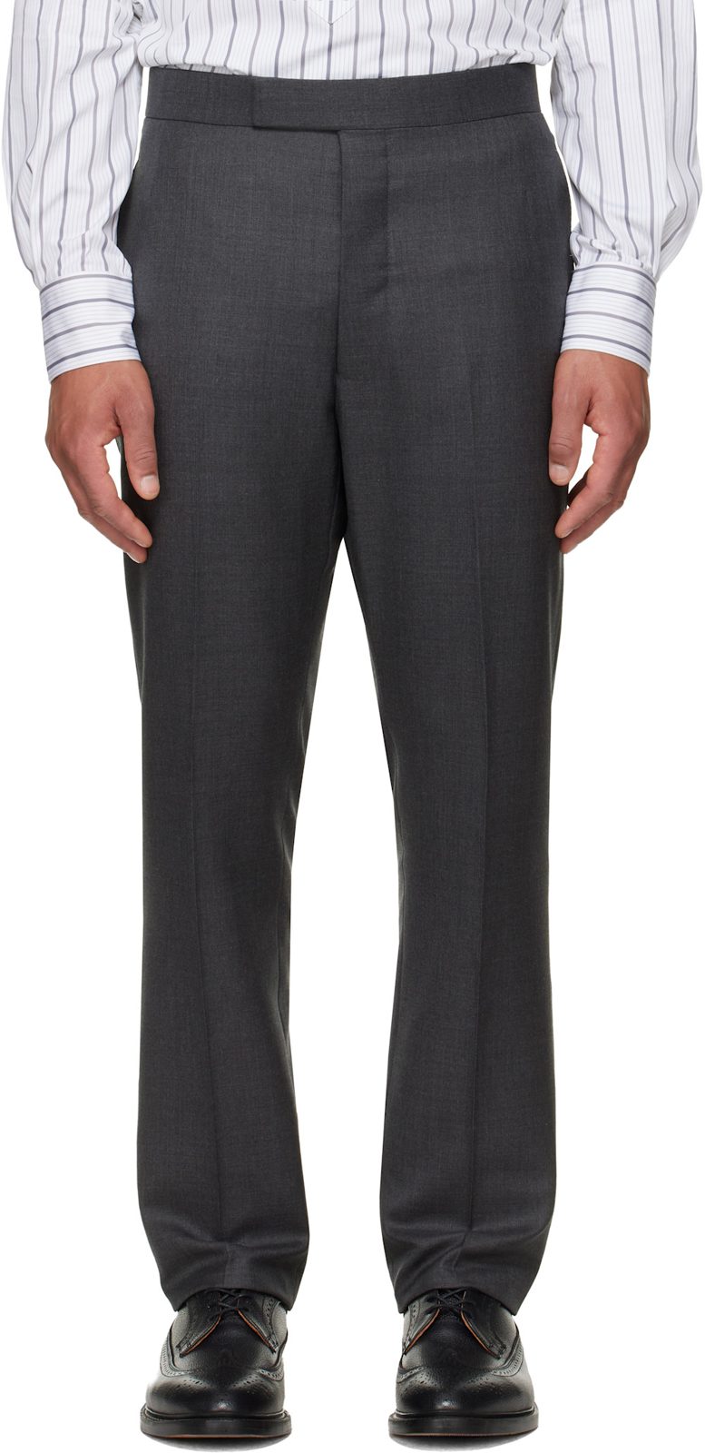 Gray Classic Twill Backstrap Trousers 262381M191004