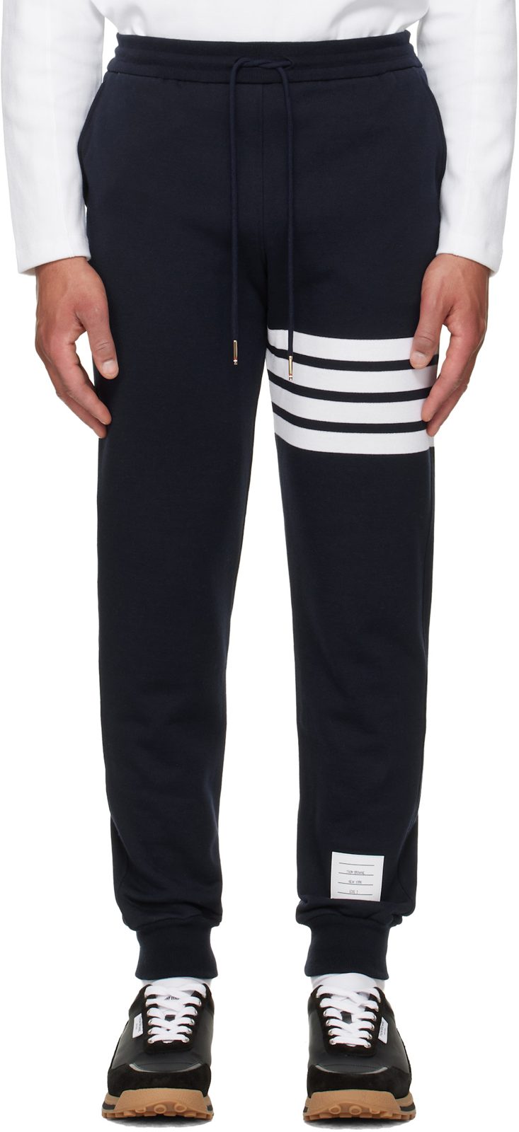 Navy Classic Loopback 4-Bar Sweatpants 262381M190001