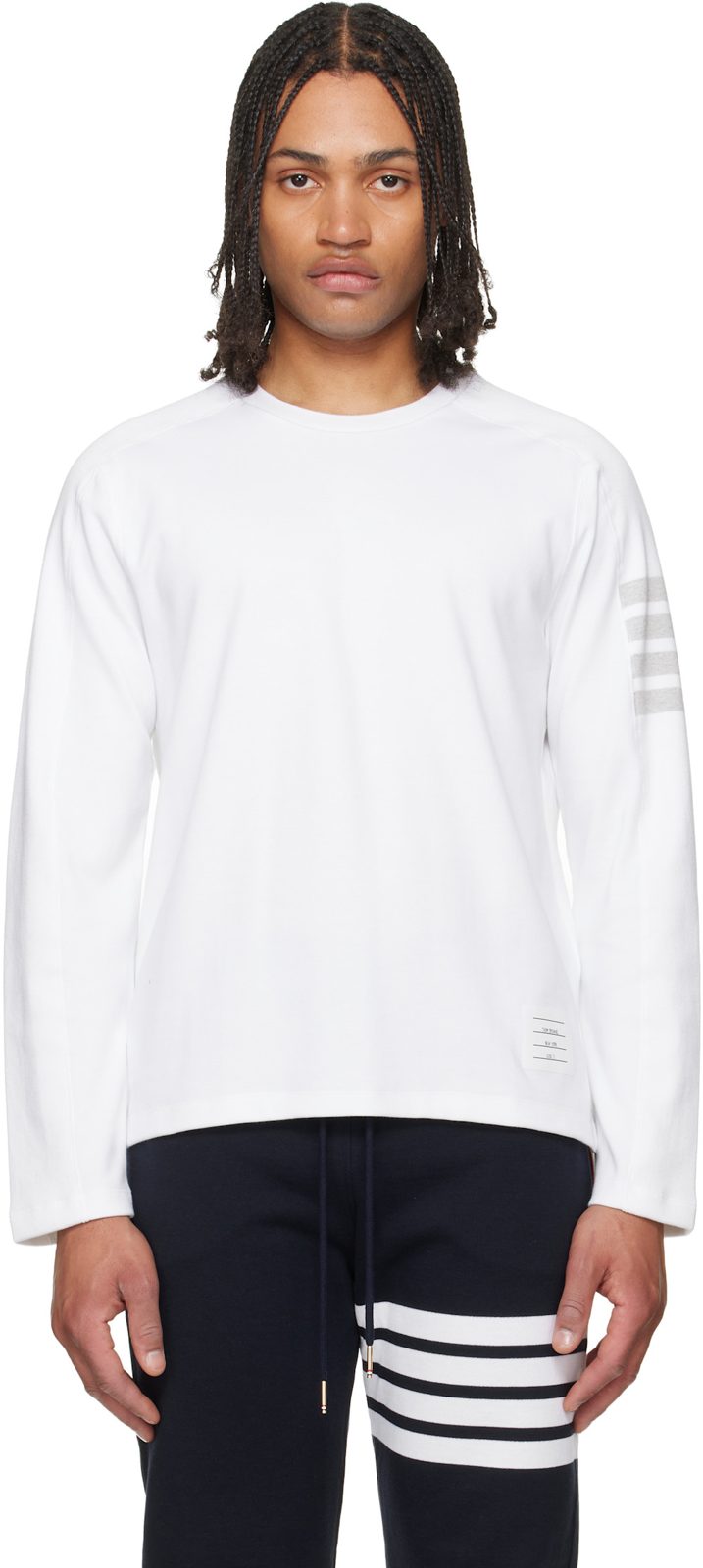 White Milano Cotton 4-Bar T-shirt 262381M213008