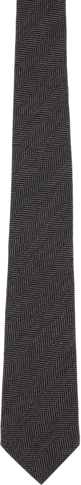 Paul Smith Gray Herringbone Tie 262260M158002