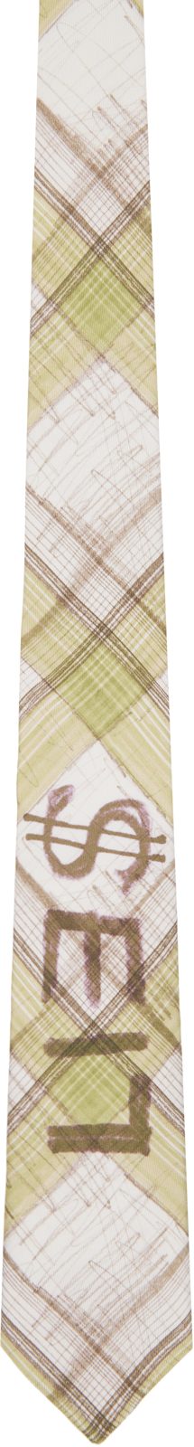 Green & White 7cm Lies Tie 261314M158028
