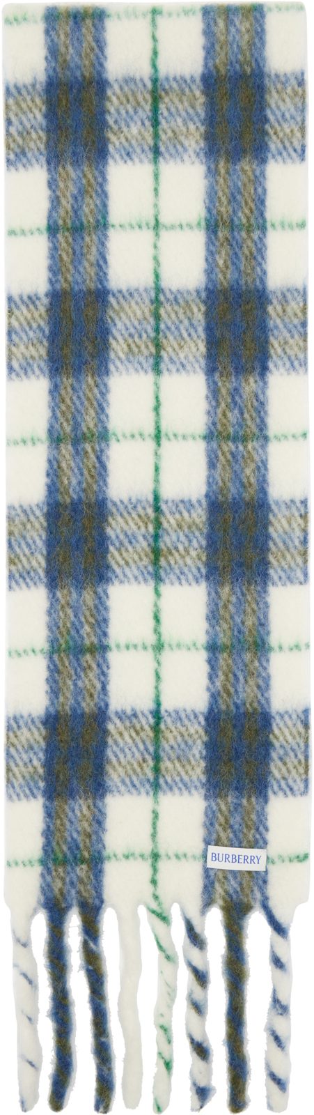 Navy & White Small Check Scarf 262376F028009