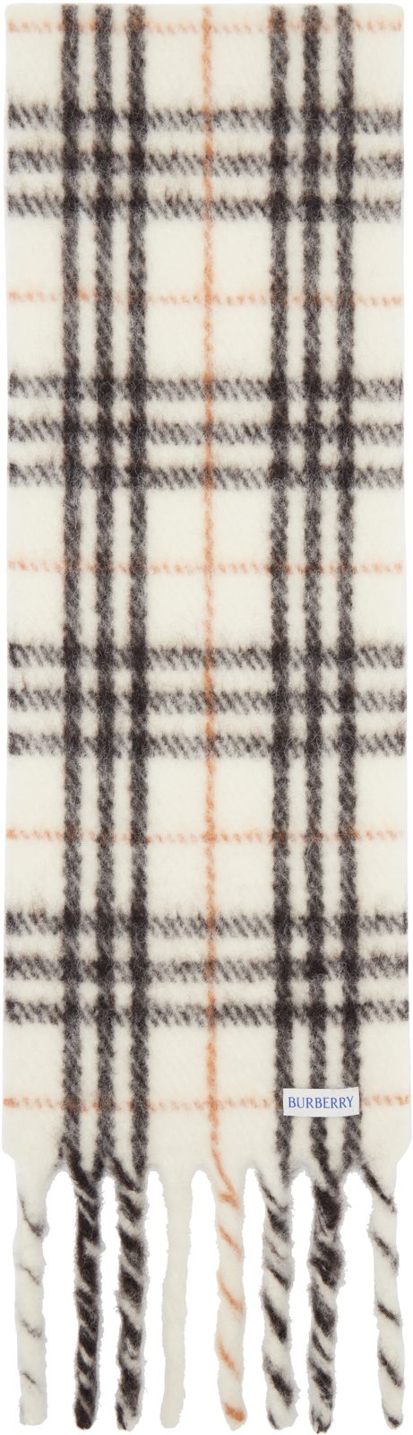 White & Black Small Check Scarf 262376F028008