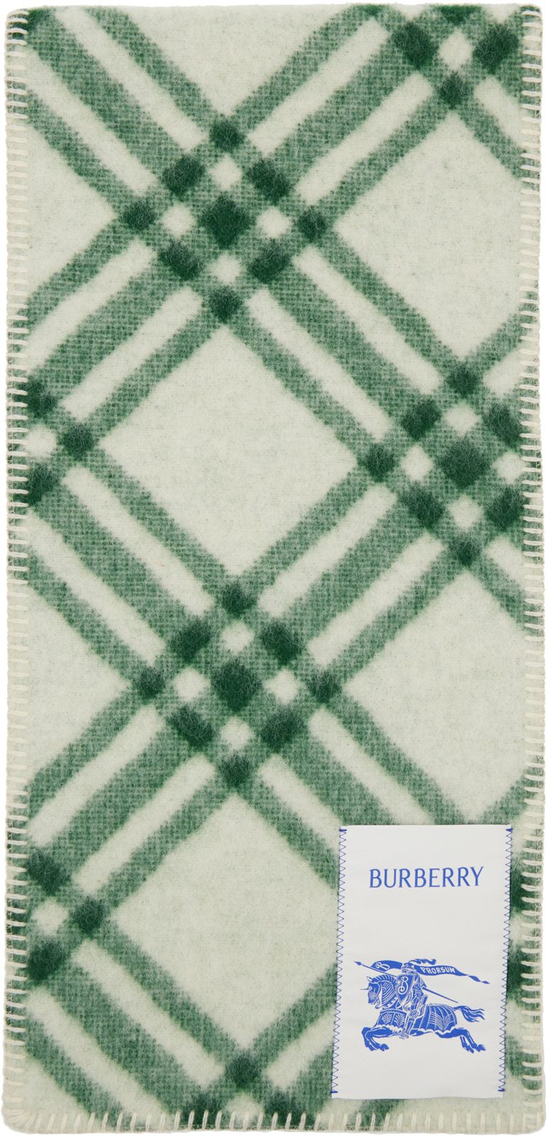 Green Check Wool Scarf 262376F028002