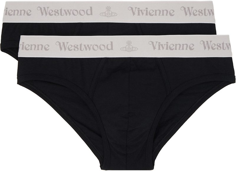 Two-Pack Black Slip Band Briefs 261314M217007
