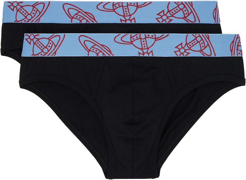 Two-Pack Black Slip Band Briefs 261314M217004