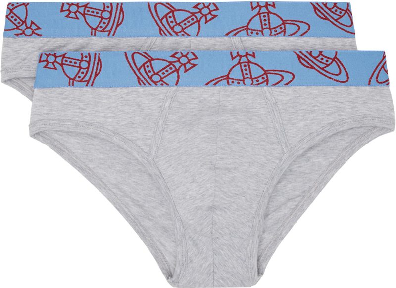 Two-Pack Gray Slip Band Briefs 261314M217003
