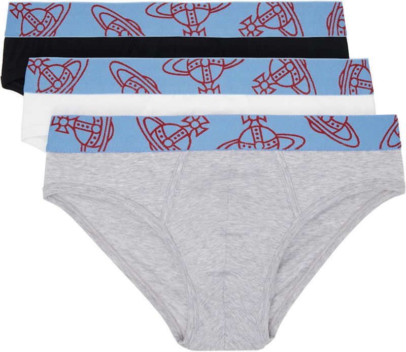Three-Pack Multicolor Slip Band Briefs 261314M217000