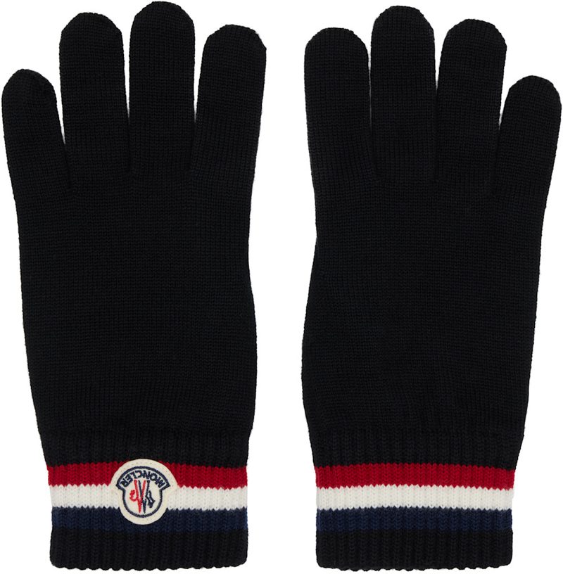 Black Tricolor Wool Gloves 252111M135003