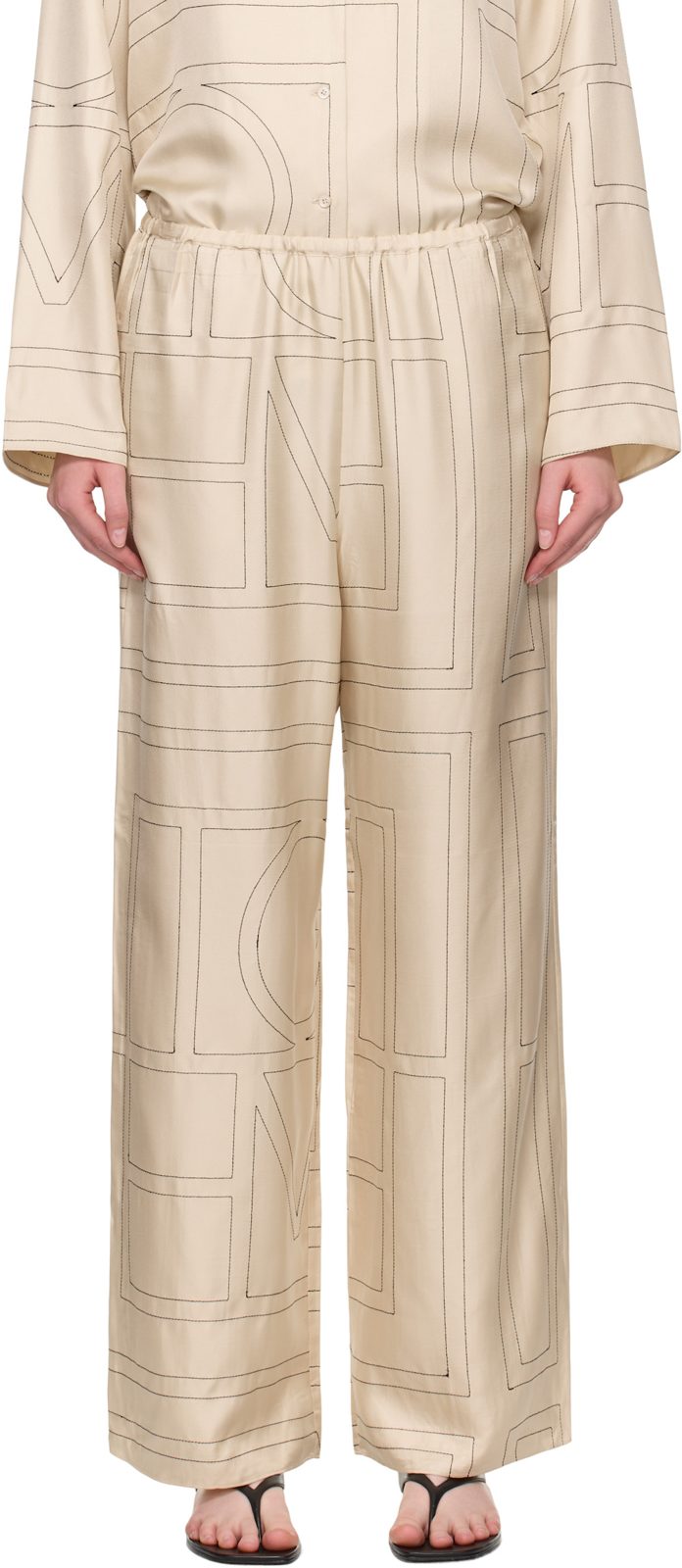 TOTEME [오프화이트] Monogram Silk PJ Lounge Pants 252771F086000
