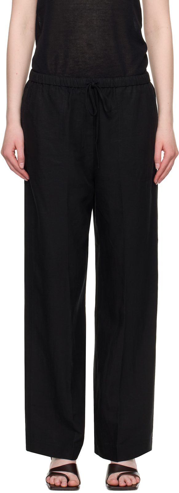 TOTEME Black Fluid Drawstring Lounge Pants 252771F086005