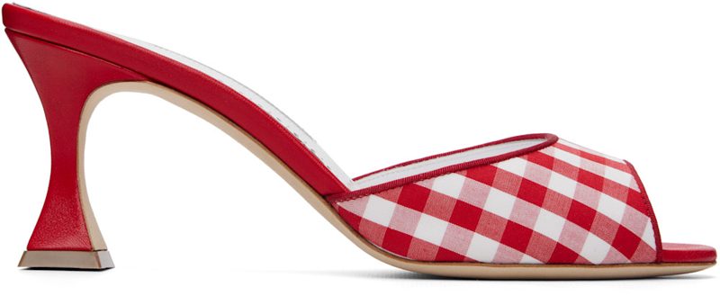 Manolo Blahnik Red & White Jadara Heeled Sandals 262140F125002