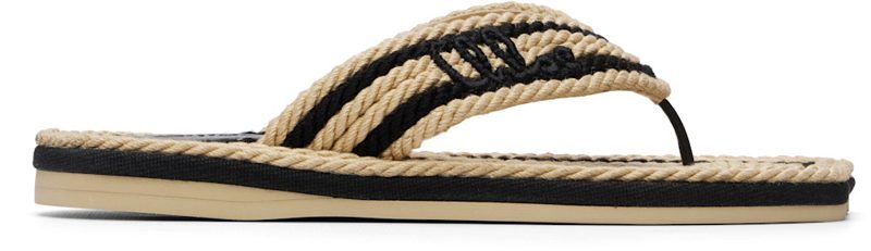 Beige & Black Chloe Sand Slides 262338F124002