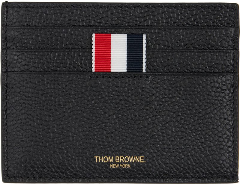 Black Pebble Grain Note Compartment Card Holder 262381M163004