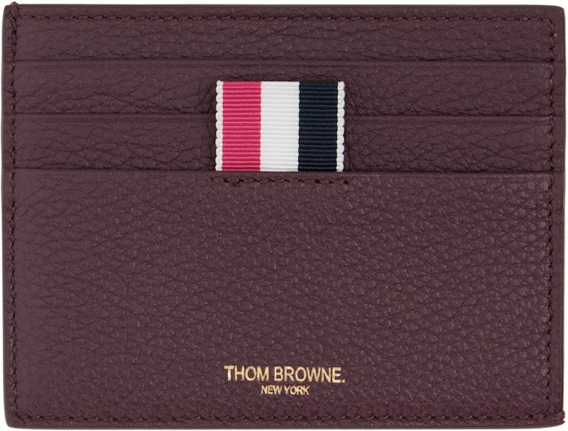 Burgundy Soft Pebble Grain Note Compartment Card Holder 262381M163002