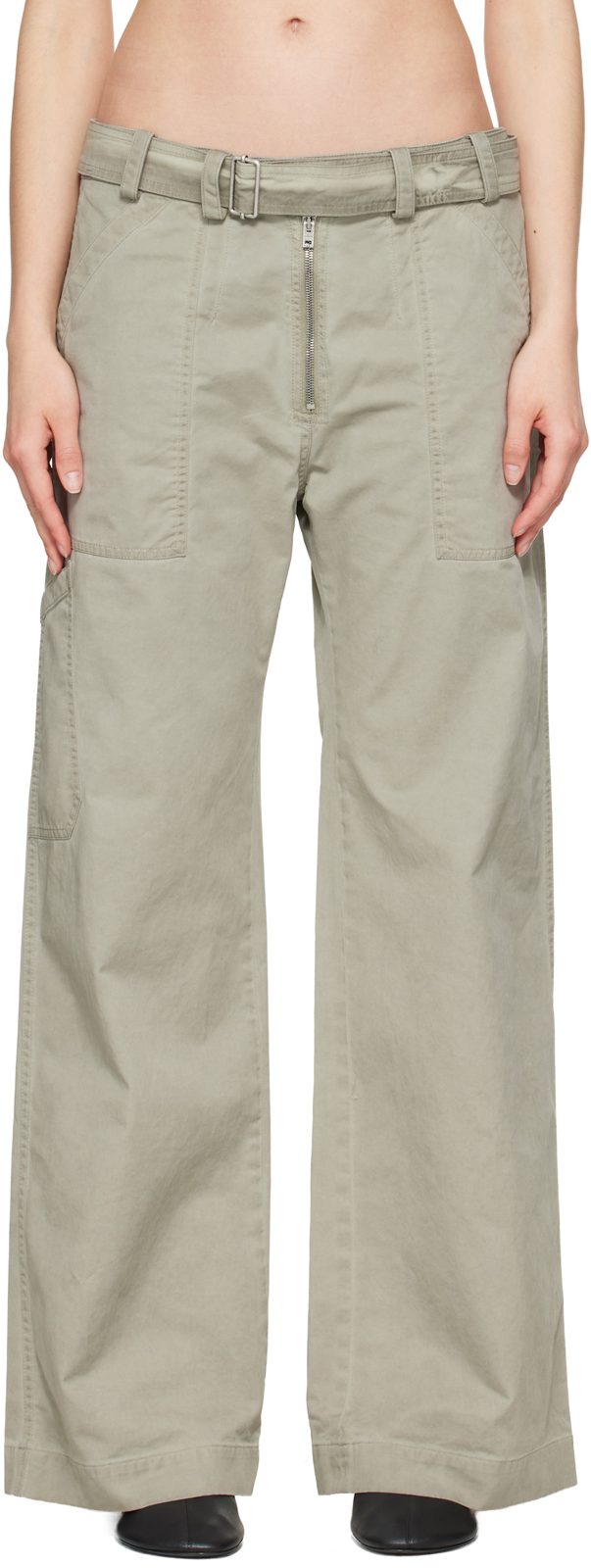 Gray Twill Belt Trousers 262129F087002