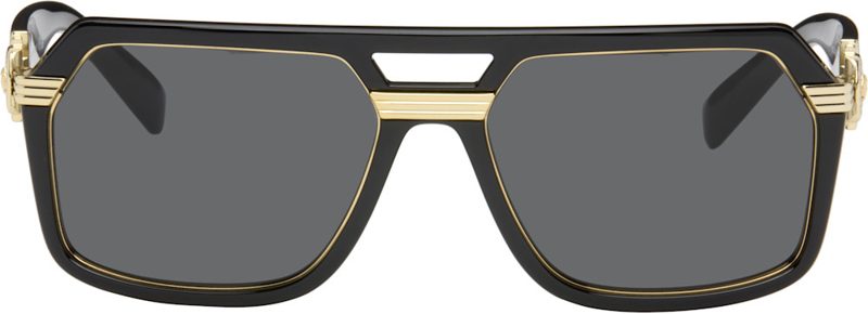 Black Vintage Icon Pilot Sunglasses 262404M134036