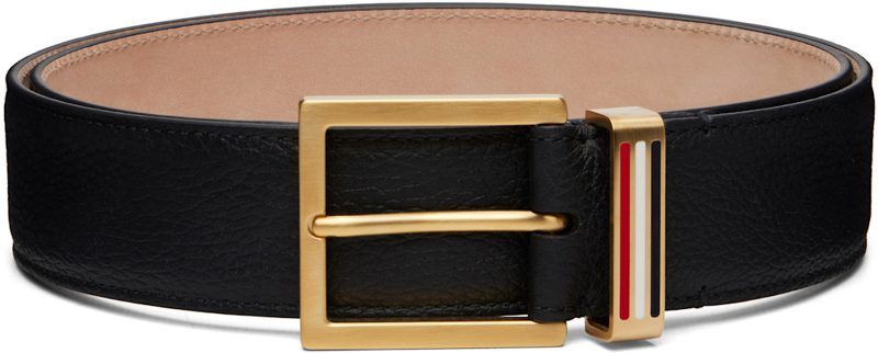 Black Soft Pebble Grain Metal Loop Belt 262381M131000