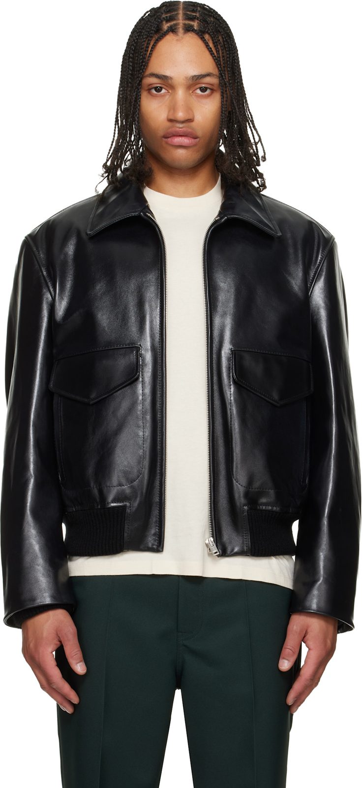 Marni Black Buffed Leather Jacket 262379M181000