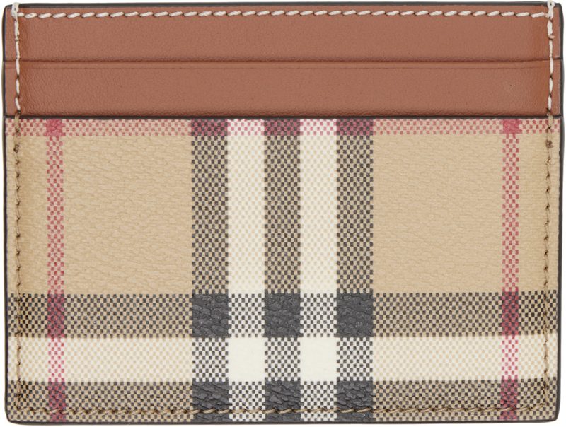 Beige Check Card Holder 262376F037000