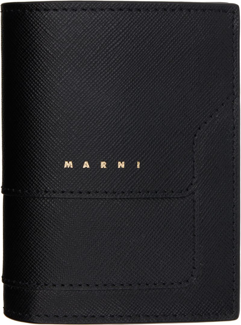 Marni Black Saffiano Leather Bi-Fold Wallet 262379M164001