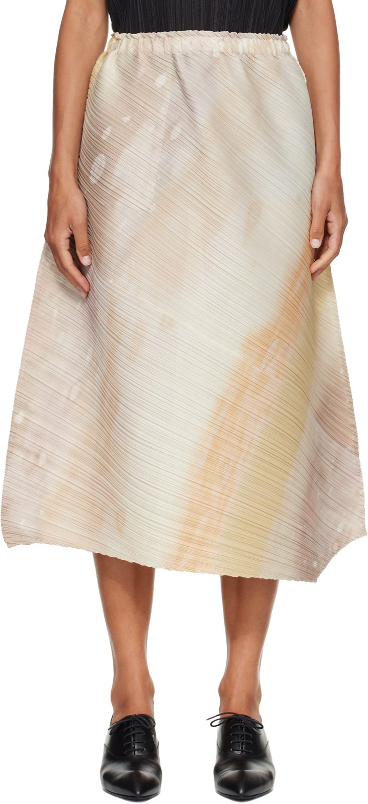 PLEATS PLEASE [이세이 미야케] Beige Sea Bubble Midi Skirt 262941F092005